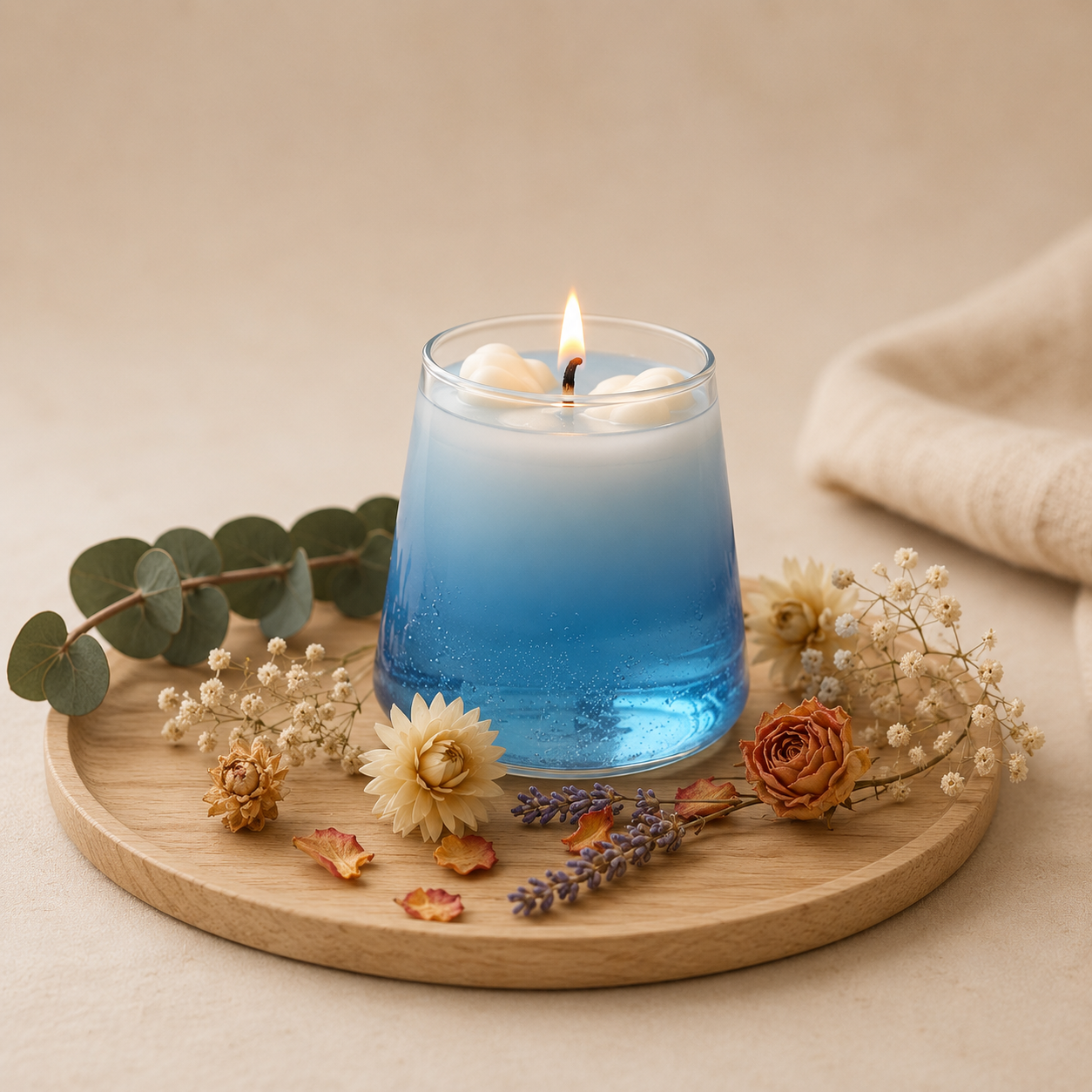 Gradient Blue Soy Wax Scented Candle