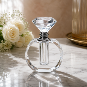 Vintage Glass Perfume Bottle with Diamond Stopper
